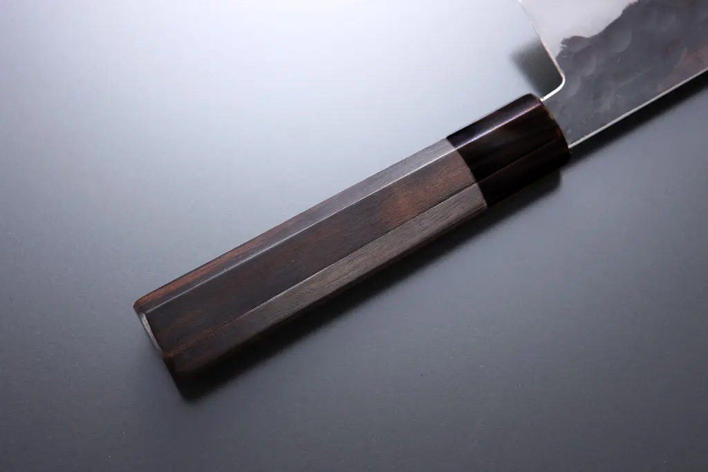 Octagonal ebony handle with buffalo horn ferrule for Nakiri knife [Denka]